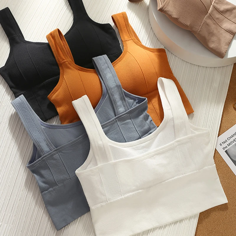 Crop Tops For Women with Built in Bras Seamless Wire Free Comfortable Sexy Padded Support Yoga Workout Sports Cropped Tops,women lingerie bra