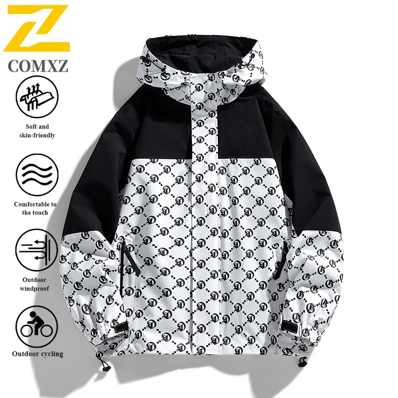 EiAO Windbreaker Colorblock Hooded  Unisex Waterproof Windproof mountaineering  camp Coat for Urban Outdoor Hiking Camping 2025