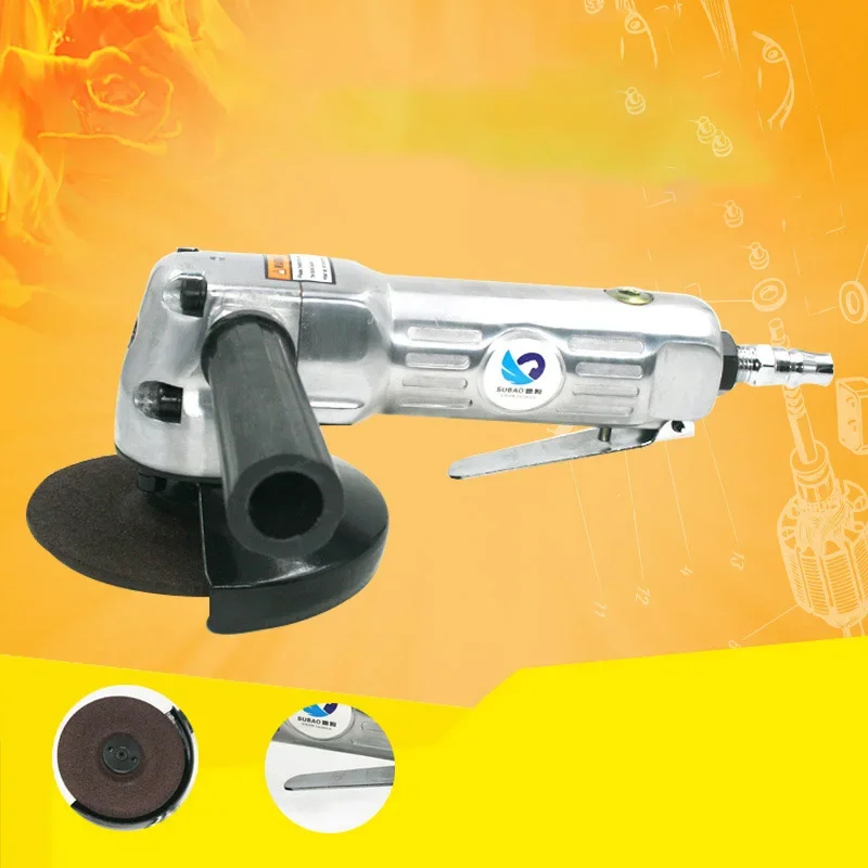 4Inch Pneumatic Angle Grinder High Speed Polisher Air Grinding with Disc Polished Piece and PVC Handle Tool for Polished/Cutting