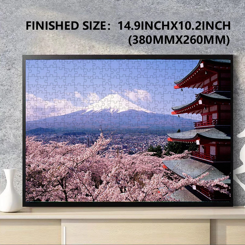 38*26cm Mini Adults 1000 Pcs Paper Jigsaw Puzzles Japan FUJI Mountain Beautiful Photo Landscape Home Decro Family Friends Gifts