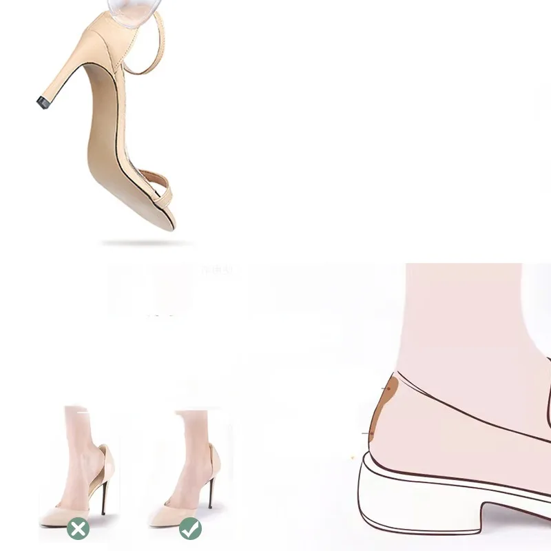 여성용 실리콘 젤 안창, 하이힐 라이너 그립, 보호대 스티커, 마모 방지 신발 힐 패드, 발 통증 완화 삽입물
