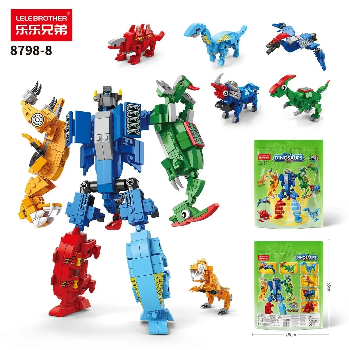 Dinosaur Transformation Robot Building Blocks Assemble Deformation