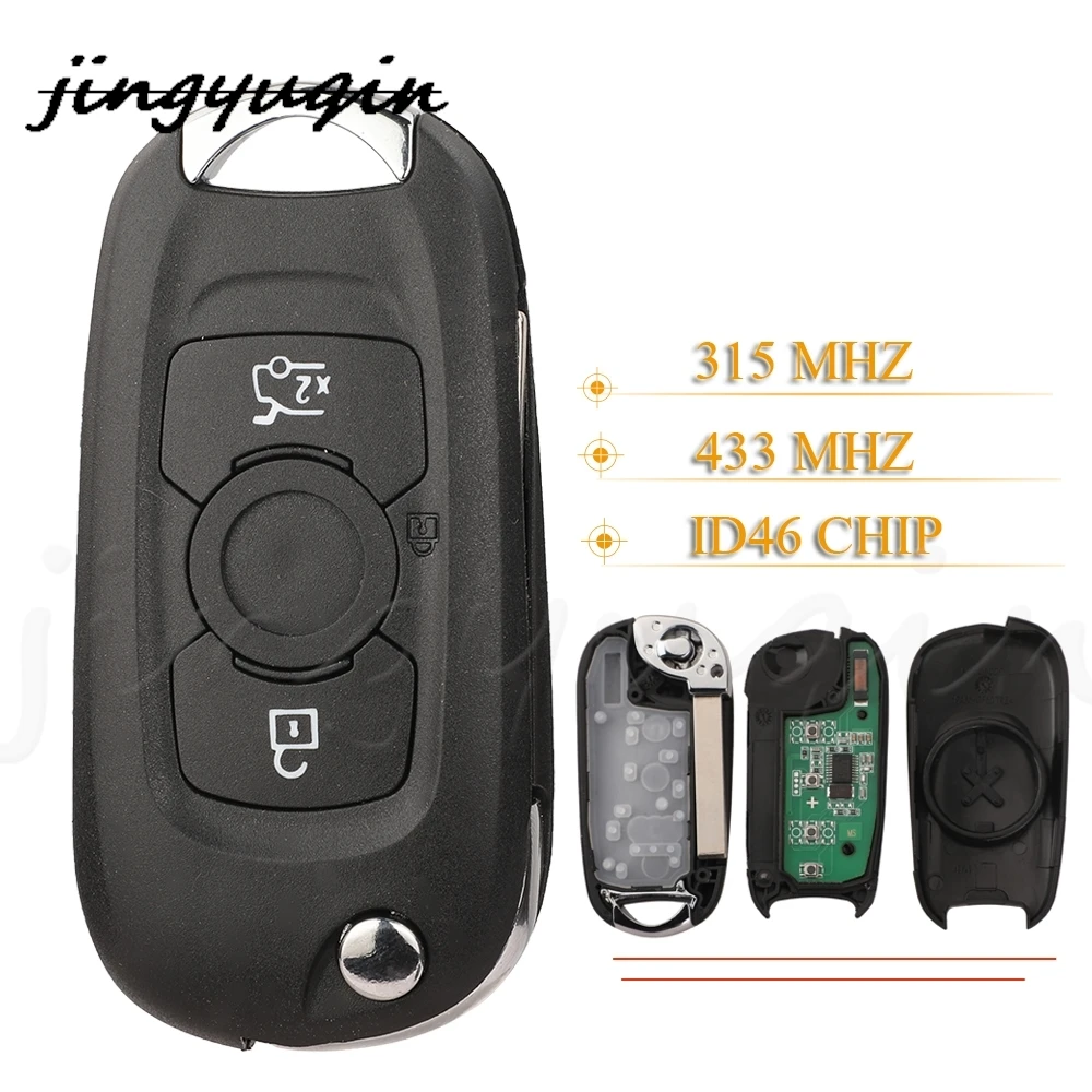 

jingyuqin 3Buttons Flip Car Key Remote Fob 315MHz 433MHZ ID46 For Opel Astra K Buick Verano Regal Excelle GT/Excelle XT LaCROSSE