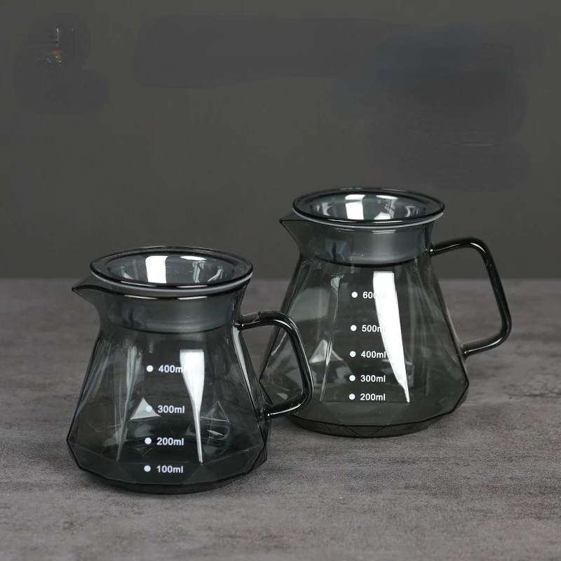400ml/600ml Coffee Obsidian Diamond Hand Brewed Coffee Sharing Pot Filter Cup Cloud Hand Brewed