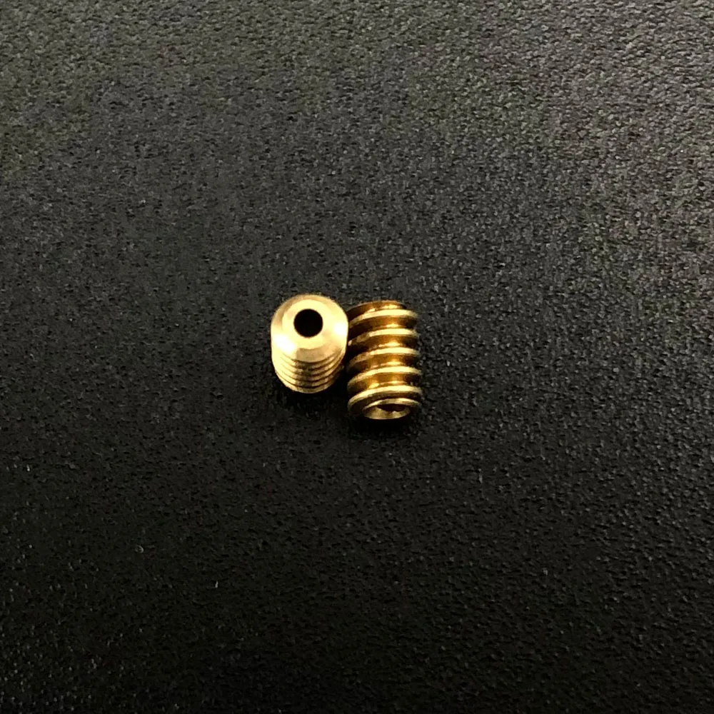 5개/세트 0.2M 모듈러스 황동 싱글 헤드 웜 기어 보어 0.98MM (1MM 샤프트에 적합) 2.4MM 외경 3.5MM 길이 0.2MW3.50.98A