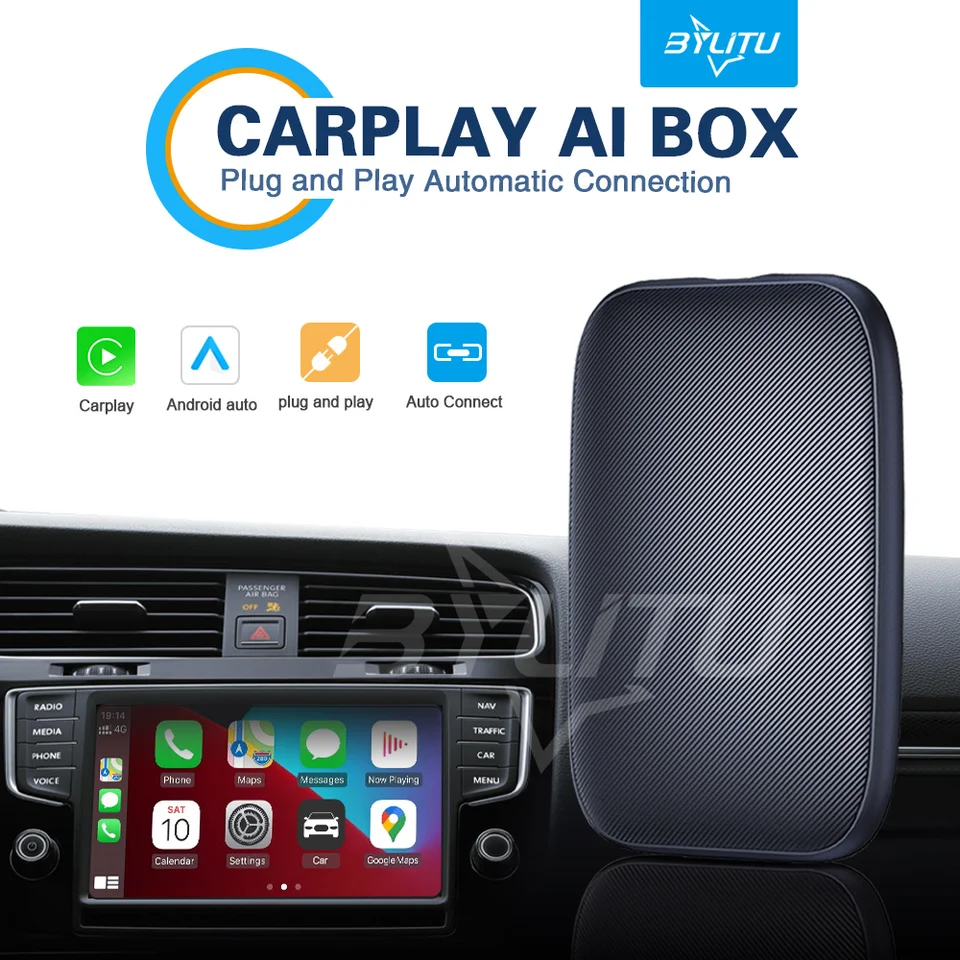 2023NEW Android Auto Wireless Adapter Carplay Wireless Ai Box Dongle Plug  And Play For Kia Honda Toyota Volkswagen Hyundai Mazda