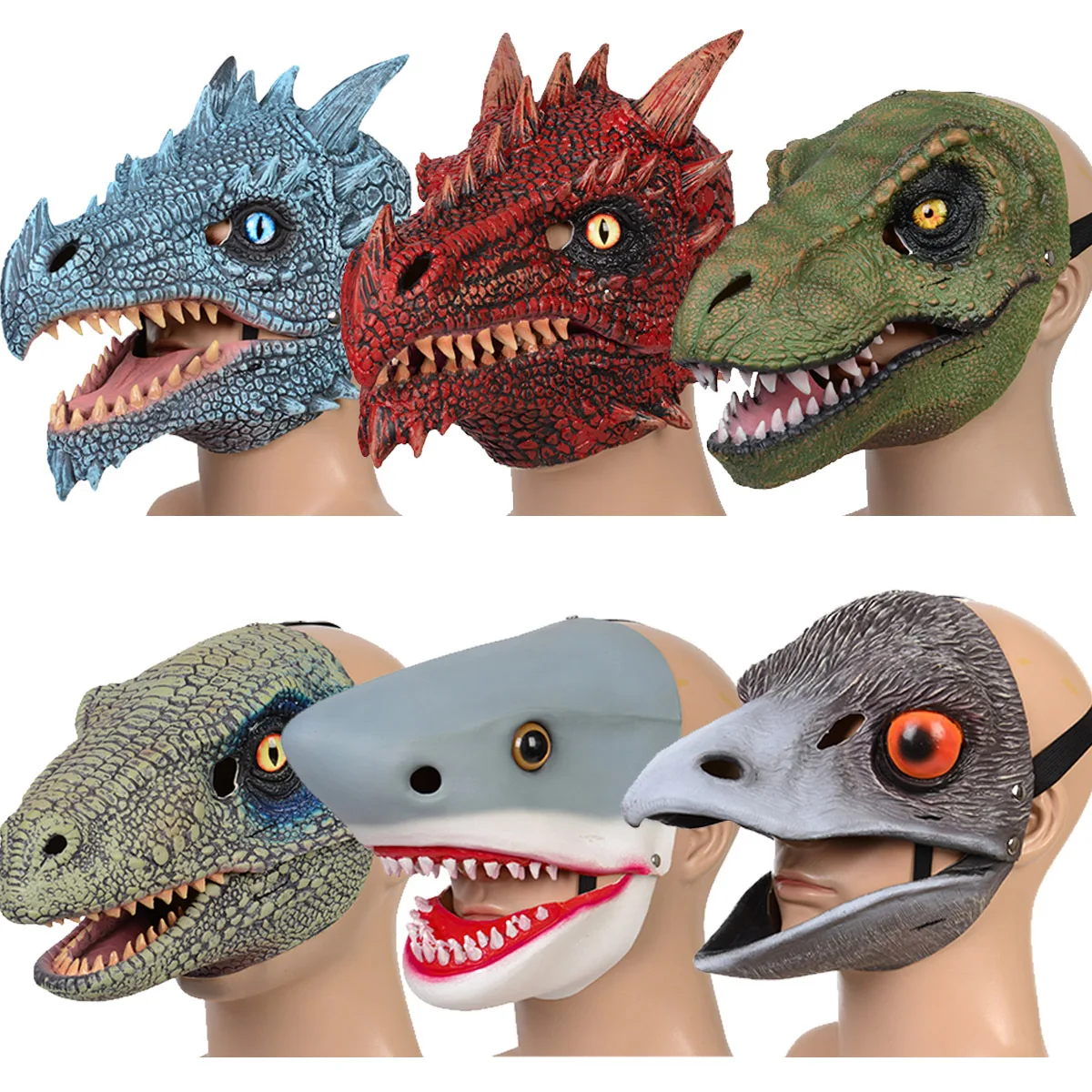 Maschera Moving Jaw Decor-Tyrannosaurus Rex Mask Jurassic World Shark Eye And Nose Aperture