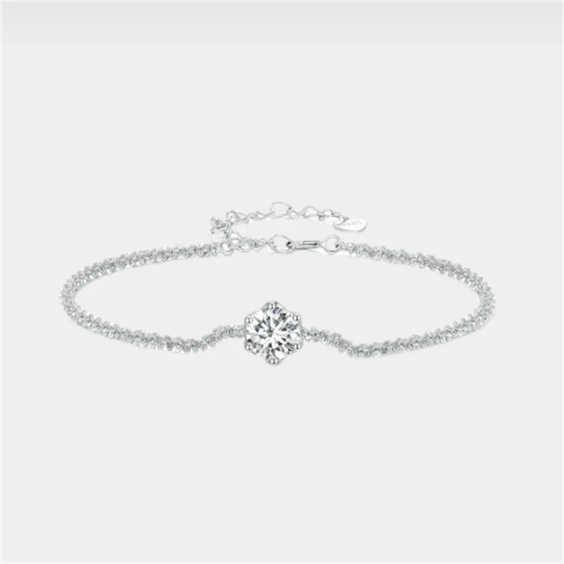 

MSB006 Lefei Fashion Luxury Trendy Classic Moissanite Design Chain Round Bracelets Women Sterling Silver s925 Party Jewelry Gift
