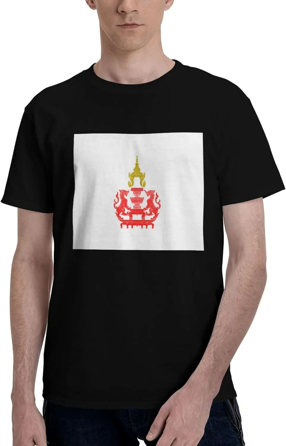 

Flag of The Prime Minister of Thailand 1943 1979 Short Sleeve T-Shirt Cotton Soft Breathable Crew-Neck Black