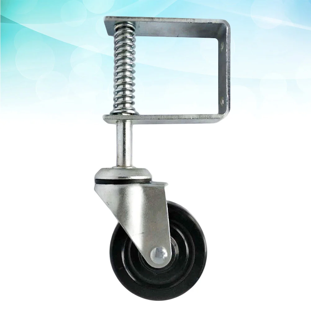 4 Inch Heavy Duty Rubber Mute Spring Loaded Gate Door Wheel Caster Spring Wheel Home Gate Door Roller Slider (Silver) 3