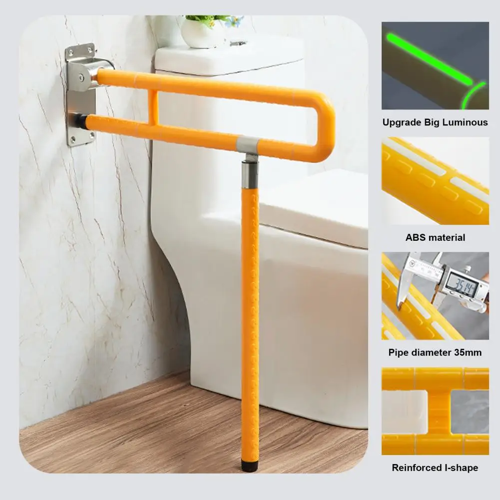 24.4 Inch Handicap Grab Bars, Foldable Toilet Grab, Flip-Up Toilet Safety Rail, Foldable Grab Bar With Particle Texture