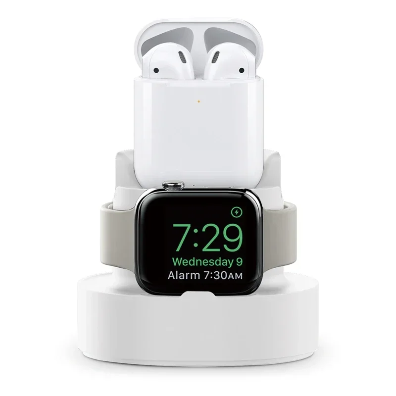 Phone Watch Earphone Silicone Charging Stand Holder 3 In 1 for IPhone 14 15 Pro Max IWatch Airpods Pro 2 3 apple watch charger stand,phone mount holder,apple watch charging bracket,watch display stand,galaxy watch charger stand,phone watch storage rack
