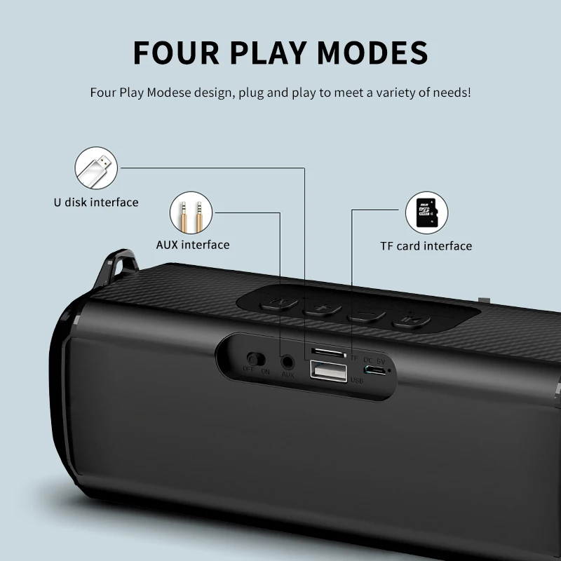 Rockmia Portable RGB LED Bluetooth Speaker with Strap