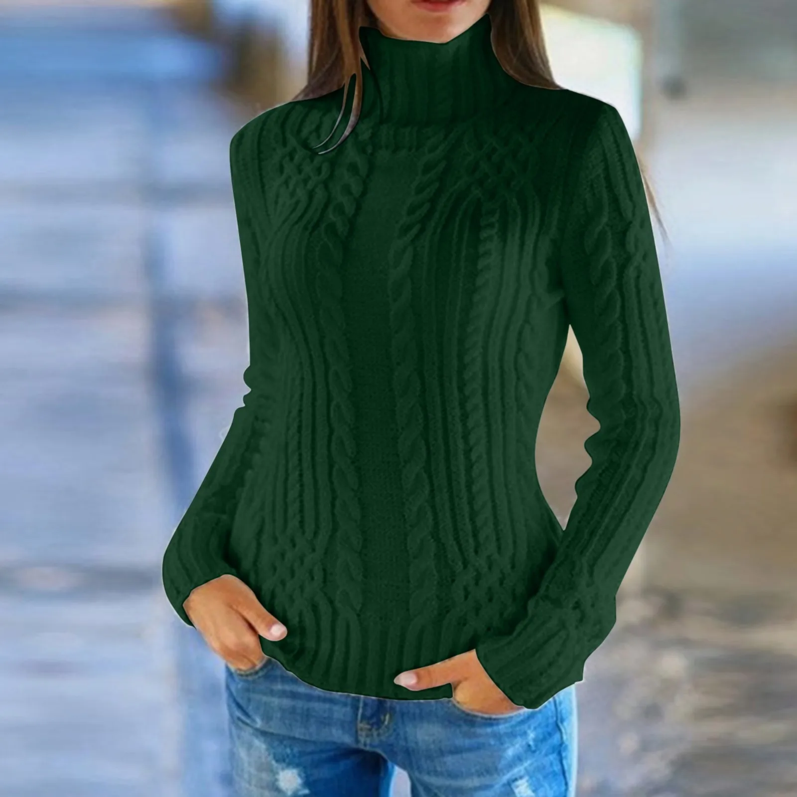 thumbnail image 1 of Suéter de cachemira para mujer, suéteres de punto, suéteres de lana de cuello alto, tops de manga larga, jersey de otoño e invierno, ropa para mujer, jersey holgado, 1 of 5
