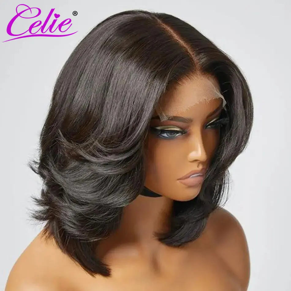 Celie Super Double Drawn Straight Bob Wig With Pop Layers 6&times;5 Wear Go Glueless Wig Short Human Hair