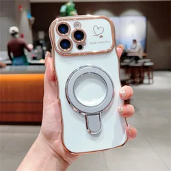 Wave Curly Magnetic Phone Case with Ring Stand - Plating Soft Silicone Cover - iPhone 12 Pro (White)