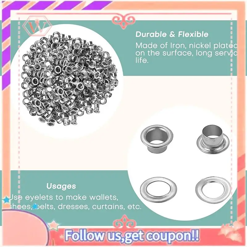 Upgraded Grommet Tool Kit Grommet & Washer Kit 500Pcs, 2 Grommets Kit, Suitable For Leather Bags Banner