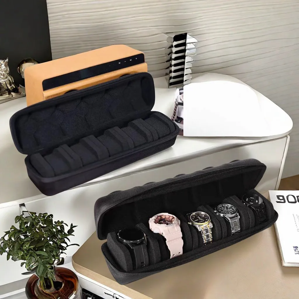Deluxe Black Watch Travel Case | Hard Shell Organizer with Pillow Insert - Gift Ready