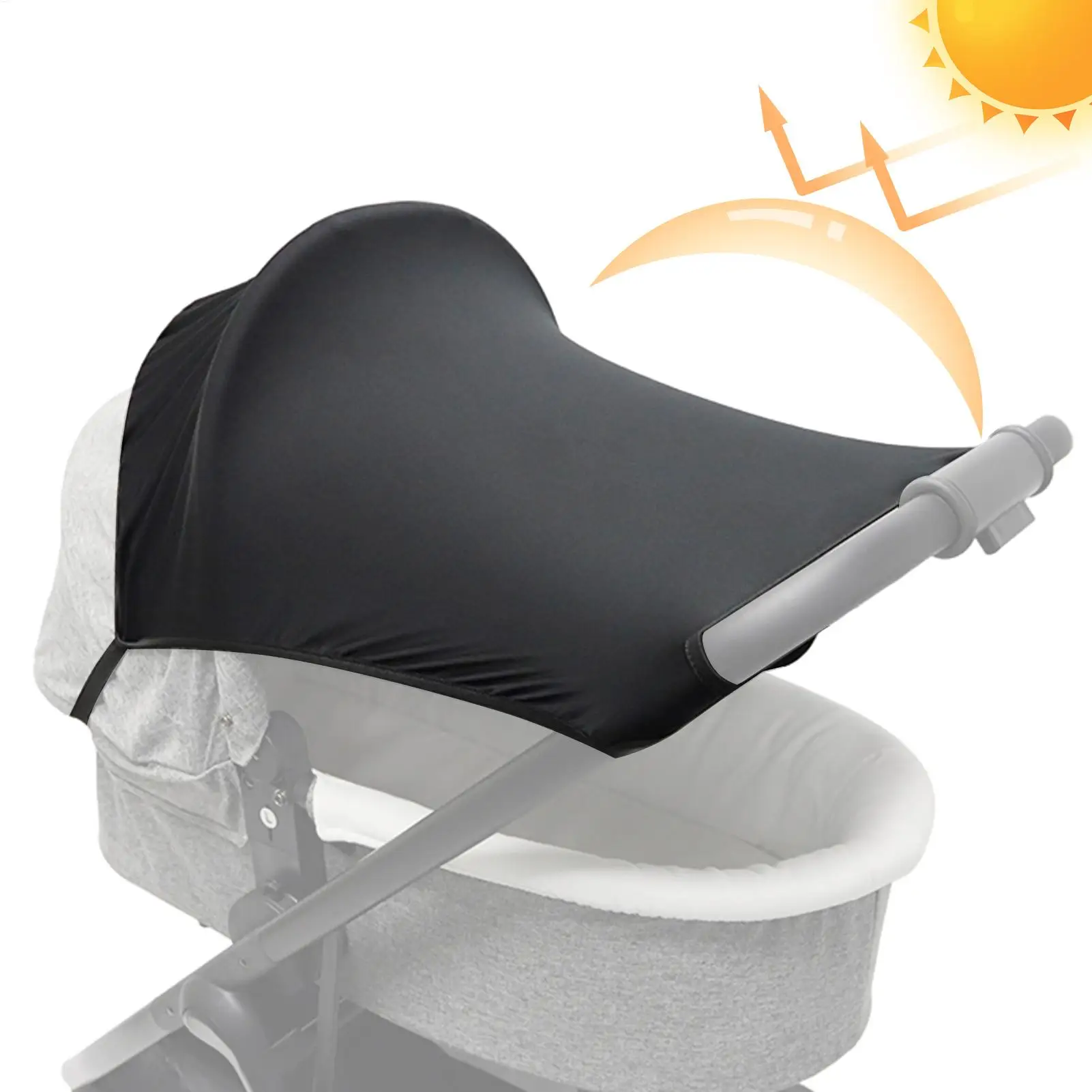 Black Stroller Sun Shade Universal Awning Sun Visor Canopy Cover Baby Windproof Umbrella Sunscreen Cover Stroller Accessories