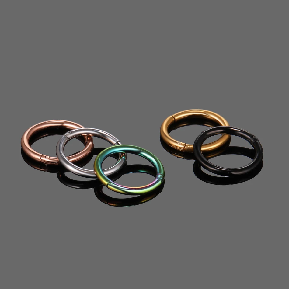 1Pc 316L 스테인레스 스틸 코 Septum Clicker 힌지 세그먼트 링 코 고리 립 귀 연골 귀 헬릭스 바디 피어 싱 쥬얼리