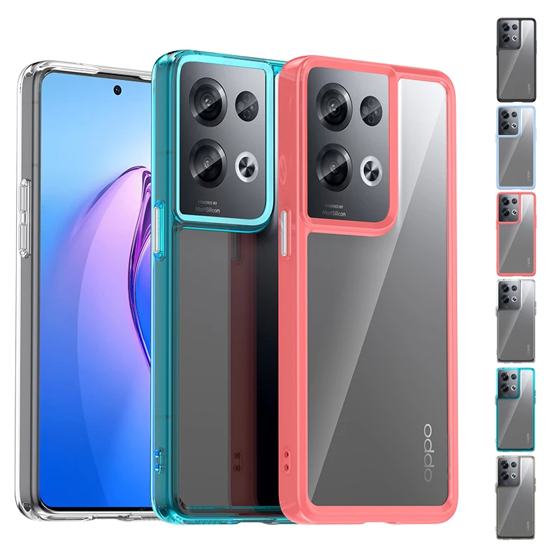 Per Oppo Reno 8 Pro 5G Custodia Cover Reno 8 Pro 5G Capas Antiurto Posteriore Trasparente Multicolore Per Fundas Reno 8 Pro Cover