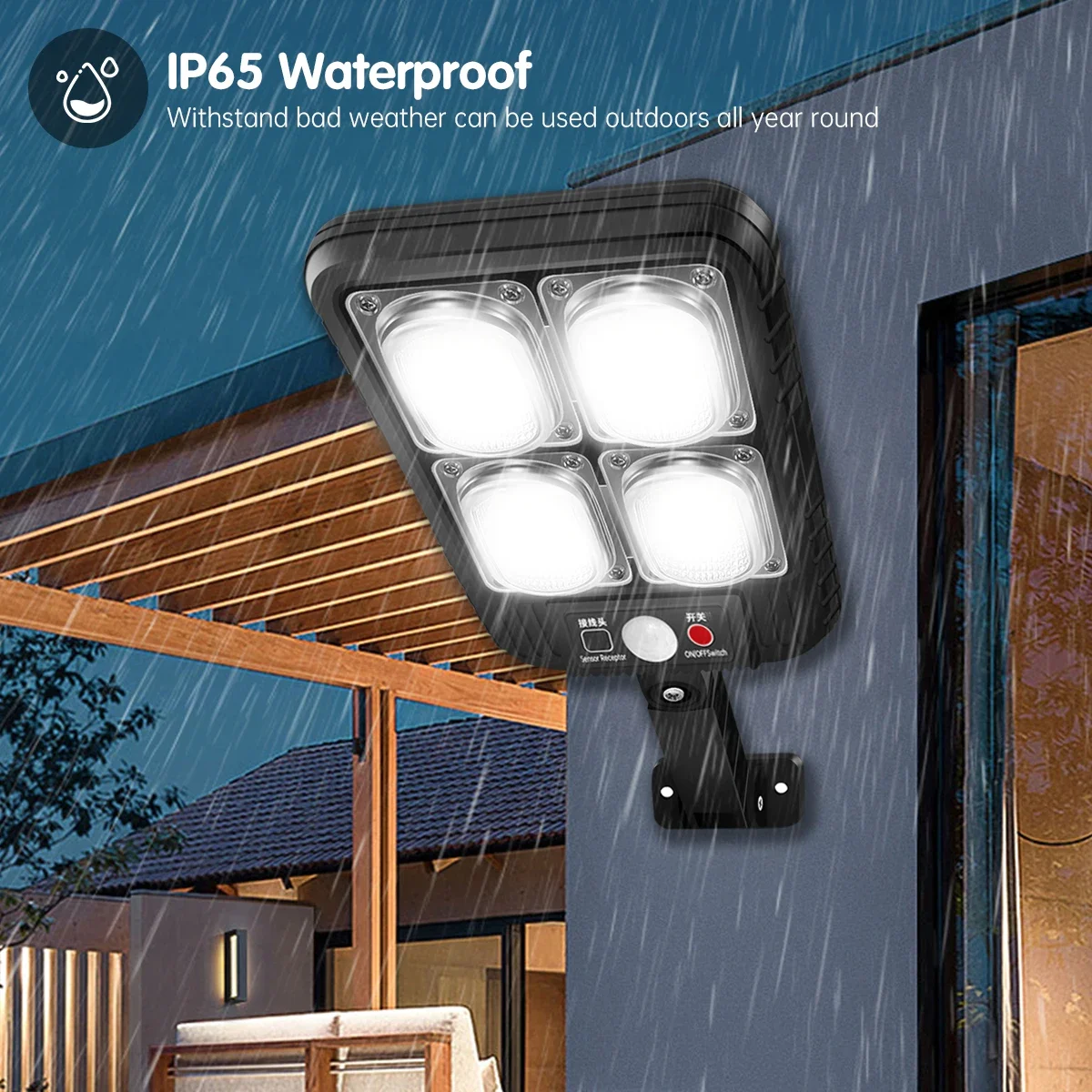 100/200led Solar Street Light IP65 Waterproof Solar Outdoor Motion Sensor Lights Solar Wall Light with Remote for Garden Yard