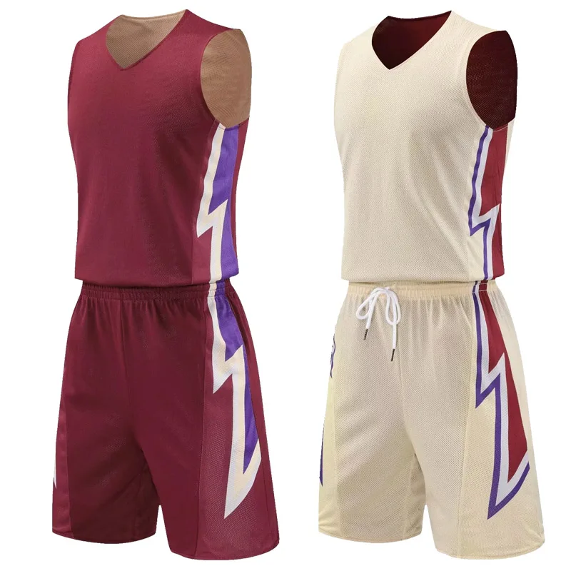 Adult Men Reversible Basketball Training Jersey Set Team Tracksuits Breathable Double Sided Basketball Jerseys Uniforms men sports suit