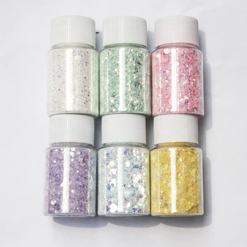 3D mirror silver nail art mermaid glitter hexagon paillette sequins flakes sparkling pigment powder manicure decoration tips