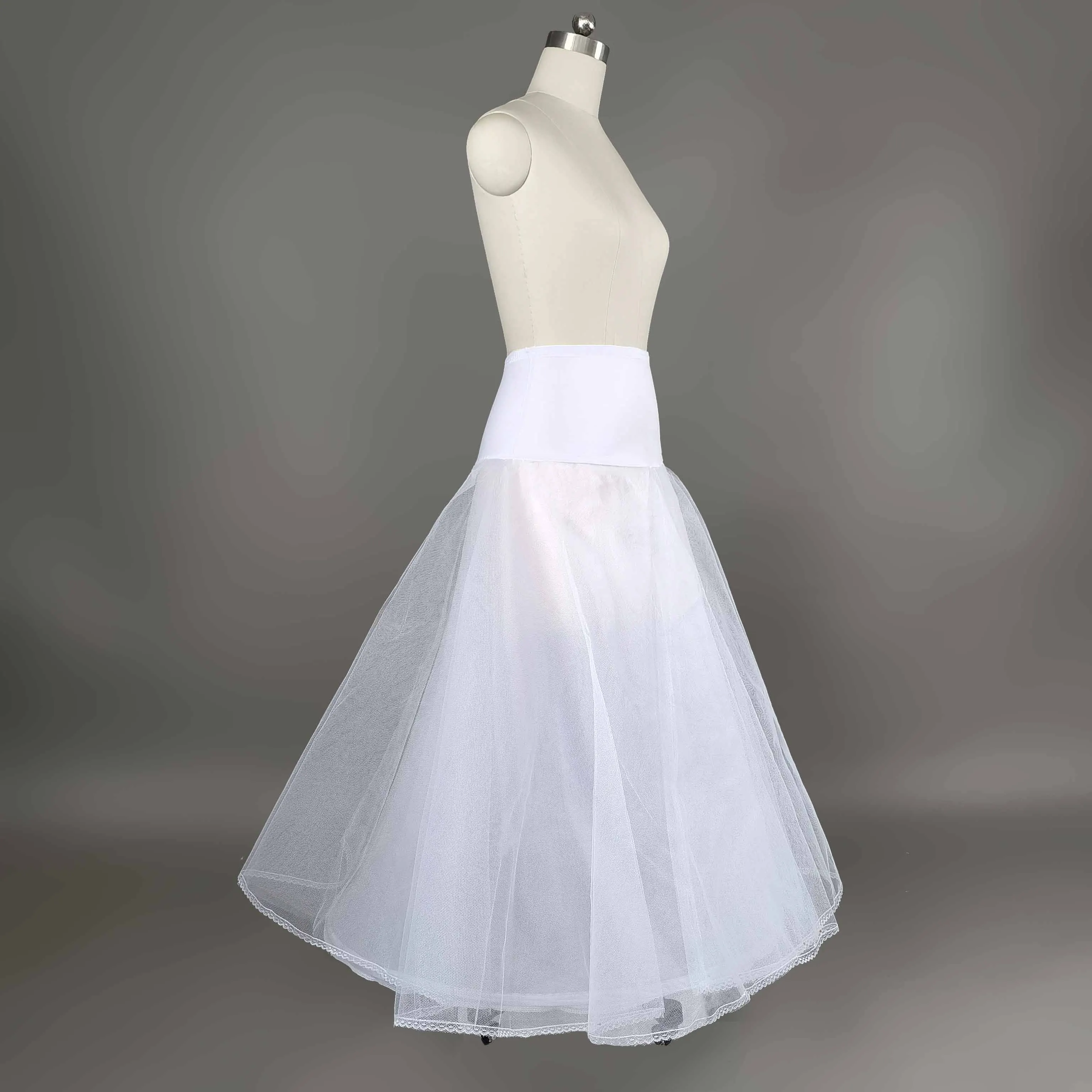 A Line 1-Hoop Petticoat 2 Layers 1 Lining Bridal Full Length Ball Gown Slips Tulle Wedding Dresses Accessorie Underskirt