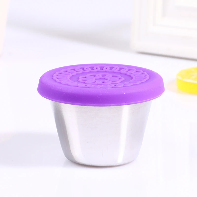 70ml Stainless Steel Sauce Cup Containers Food Box With Silicone Lids  Pigment Paint Box Palette Reusable