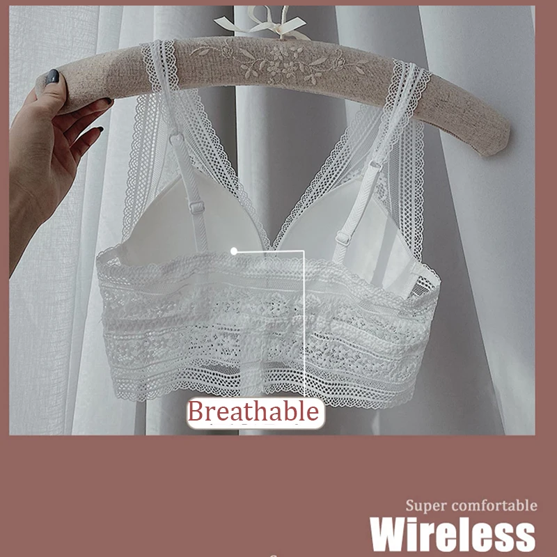 Women Wire Free Thin Bra Vest Adjustable Bra Lace Tube Top Seamless Brassiere Bras Girls Breathable Bralette sexy bra set