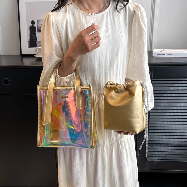 Women Print Transparent Shopping Bag  Transparent Color Tote Pvc Bag - Bag  Summer - Aliexpress