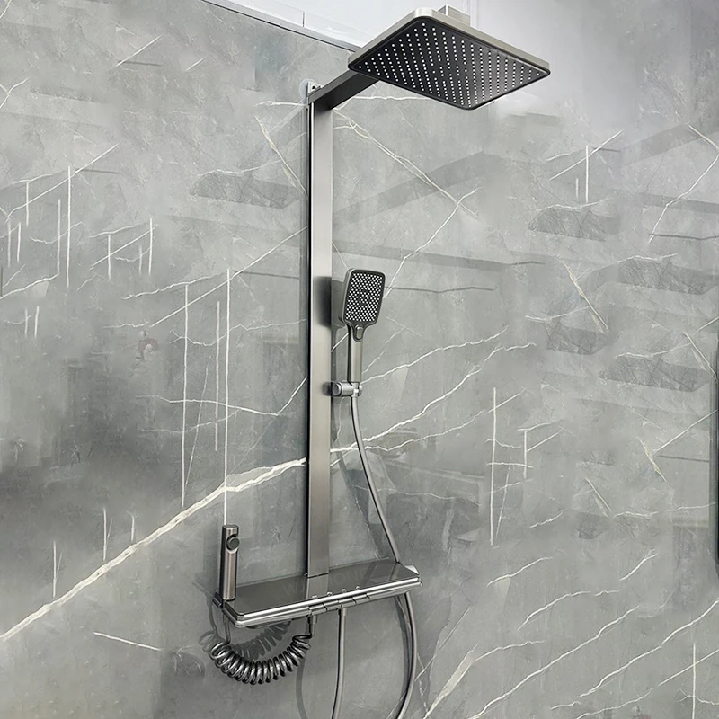 New Design Digital Display Shower System Bathroom Rainfall Temperature LED Shower Full Set Bathtub Waterfall Showers Faucet Suit 4