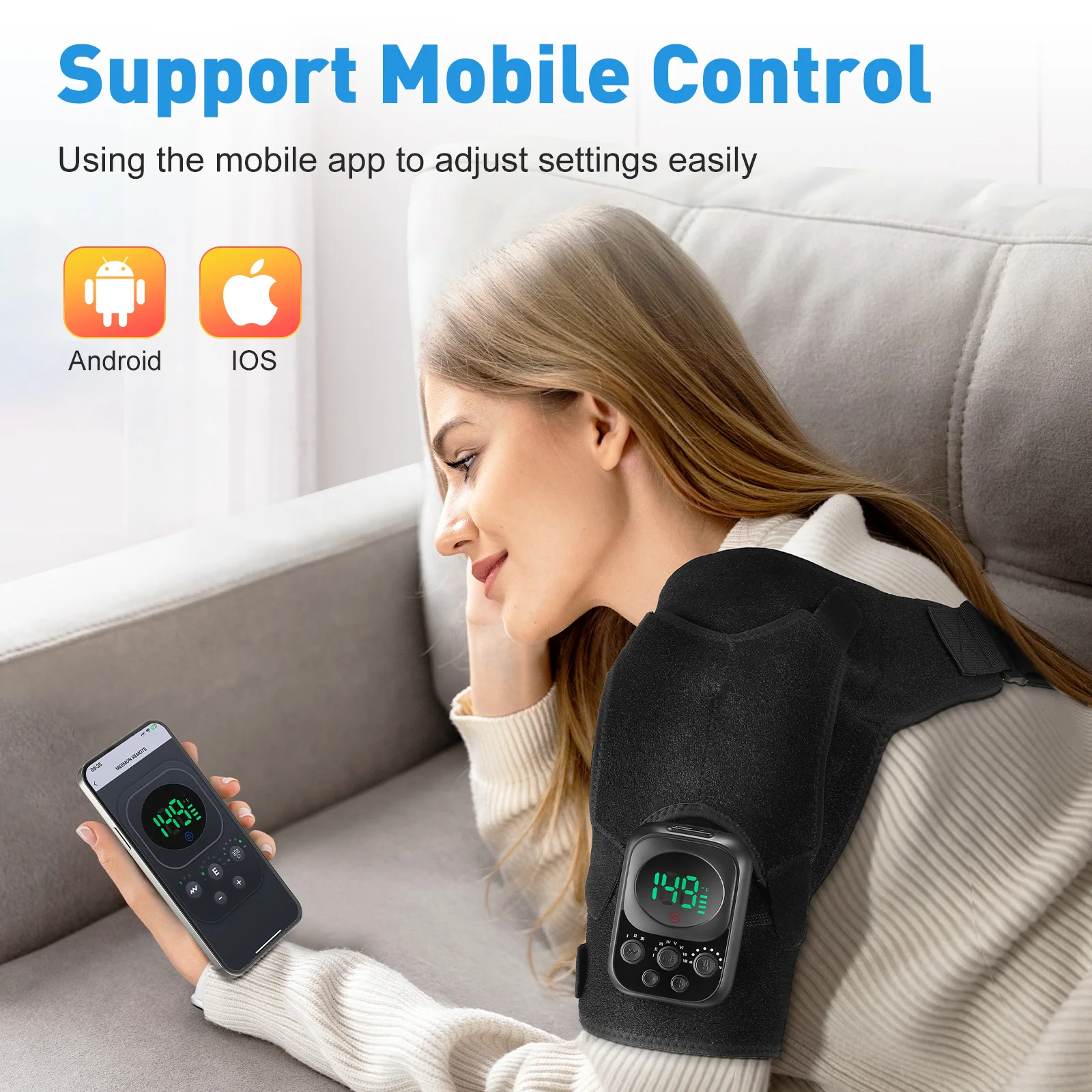 Wireless Control Shoulder Massager Heating Pad Neck Profesional Relax Belt Support Brace Warmer Shoulder Steamer Massager Pads