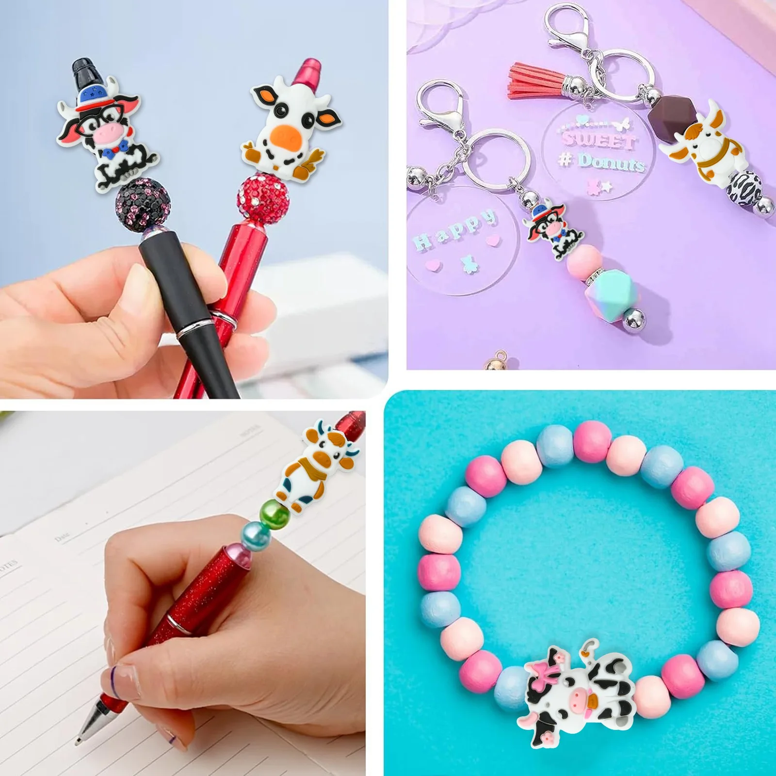 Panda hall 10pcs Silikon Kuh perlen schöne Nutztier Milchvieh Silikon fokale Perlen für Stifte Armband Schmuck DIY Lieferungen – Detail 7