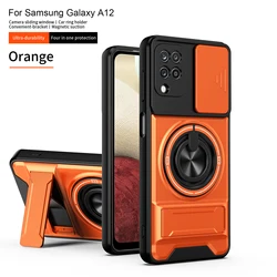 MagSafe Magnetic Fold Holder Military Armor Phone Case with Camera Protection - Galaxy F12 (SJia - Orange)