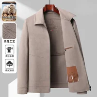 Brand Luxury 100% Wool Jacket For Men Autumn Winter Lapel Zipper Hand-Sewn Double-Sided Woolen Jackets Korean Man Clothing 2