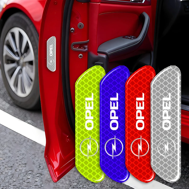 4PCS 반사 자동차 도어 스티커 오펠 아스트라 j 인시그니아 아스트라 g 코르사 자피라 b 모카 비바로 메리바 용 안전 개방 경고 스티커