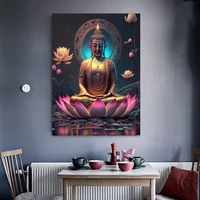 Classic Retro Sitting Lotus Buddha Posters and Prints Abstract Wall Art Picture Canvas Painting for Room Home Decoration 4