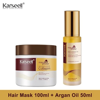 Karseell Collagen Hair Treatment Deep Repair Conditioning Hair Mask 100ml + Argan Oil Hair Serum for Dry Damaged Hair 1