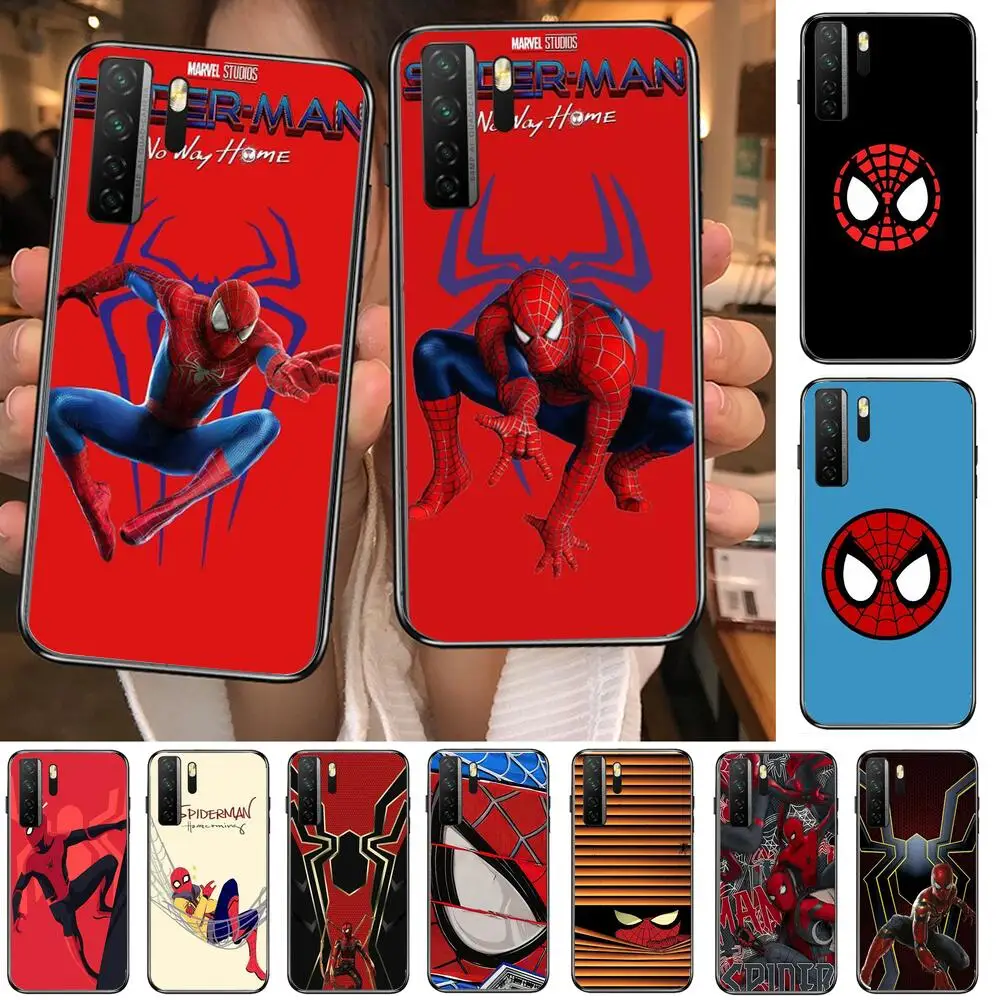 Мягкий черный чехол с изображением Человека-паука и пуха для Huawei Nova 8 7 6 SE 5T 7i 5i 5Z 5 4