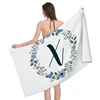 1pc Flower wreath letter pattern Pattern Beach Towel,Ultra-Fine Fiber Beach Blanket,Highly Absorbent Bath Towel,Suitable 6