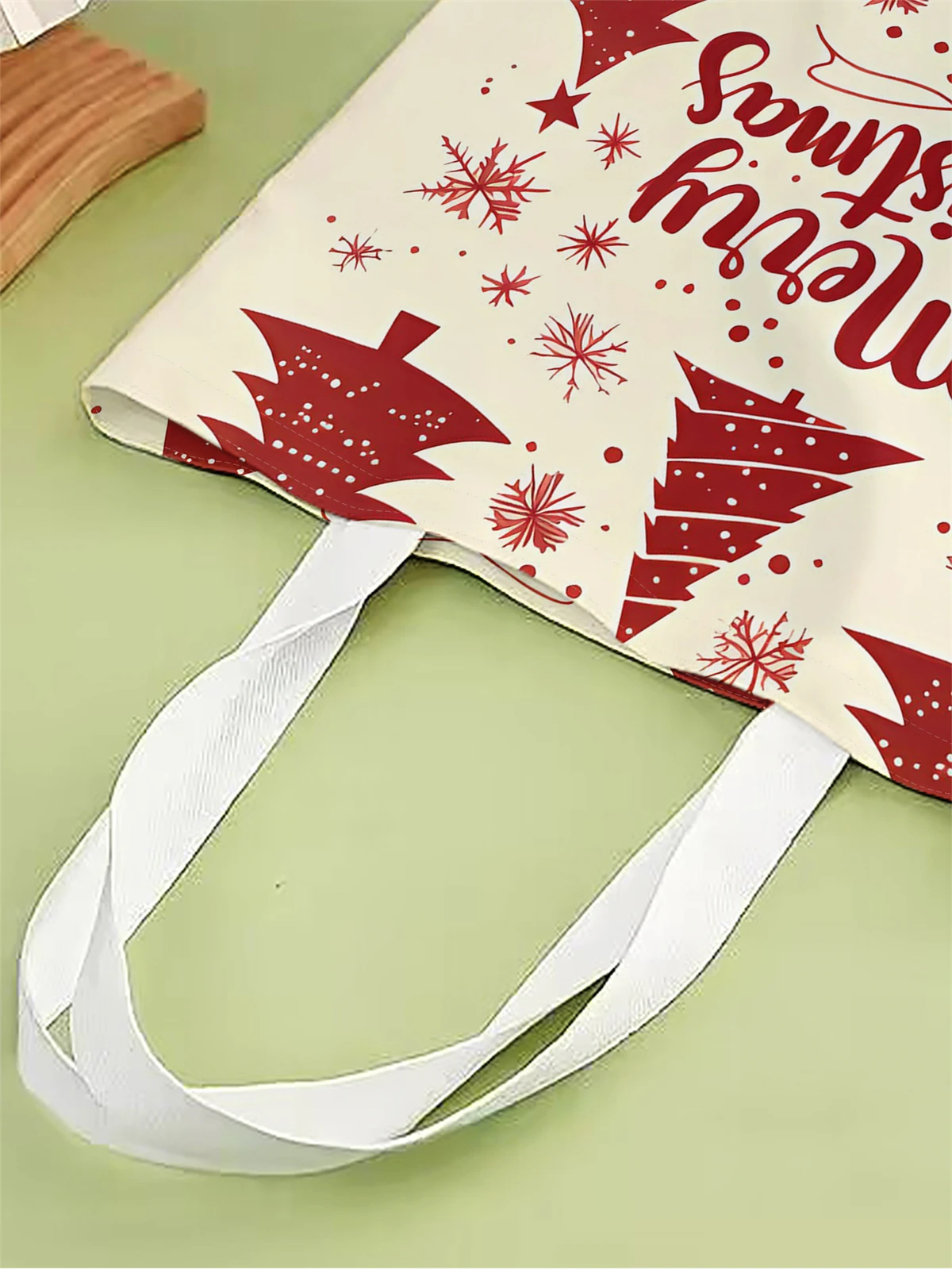 1pc,Christmas graffiti handbag, reusable fashionable handbag, multifunctional handbag, printed canvas shopping bag