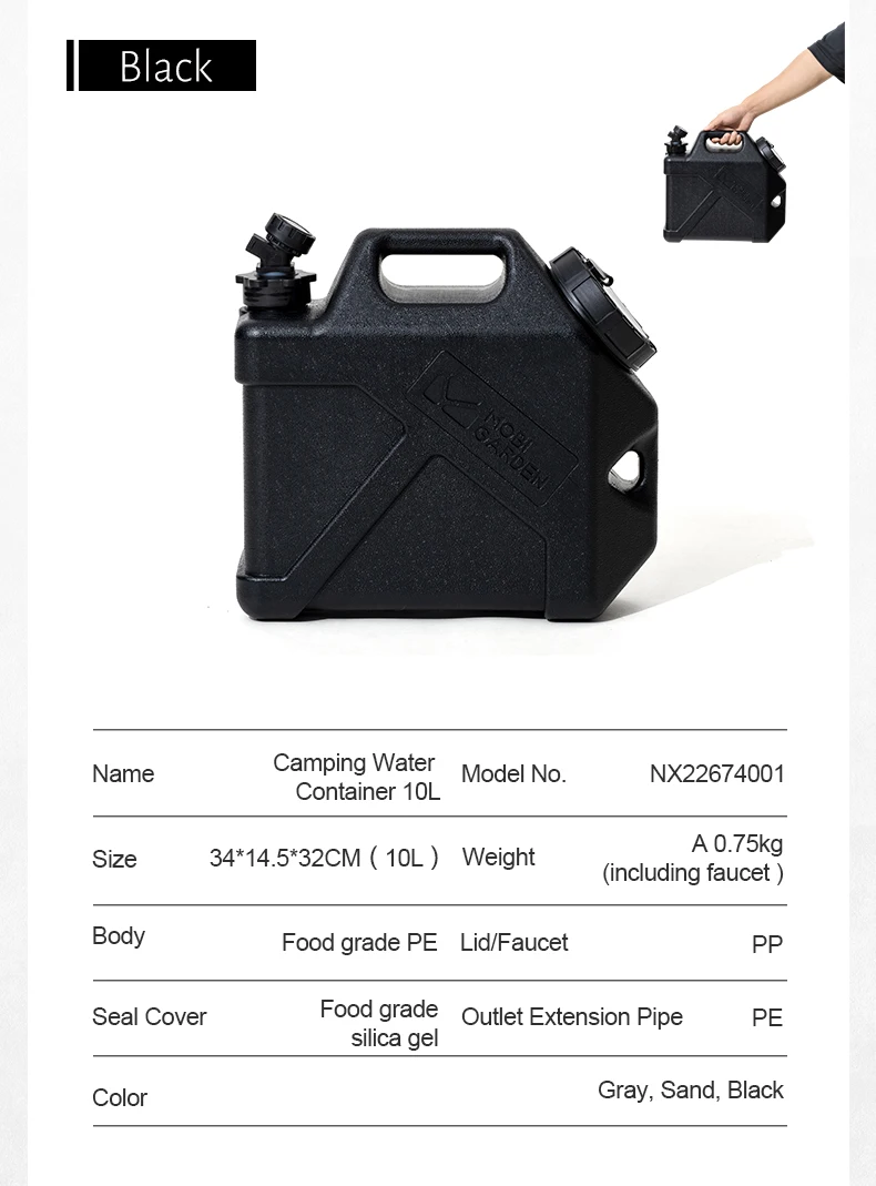 black Water Container with Tap