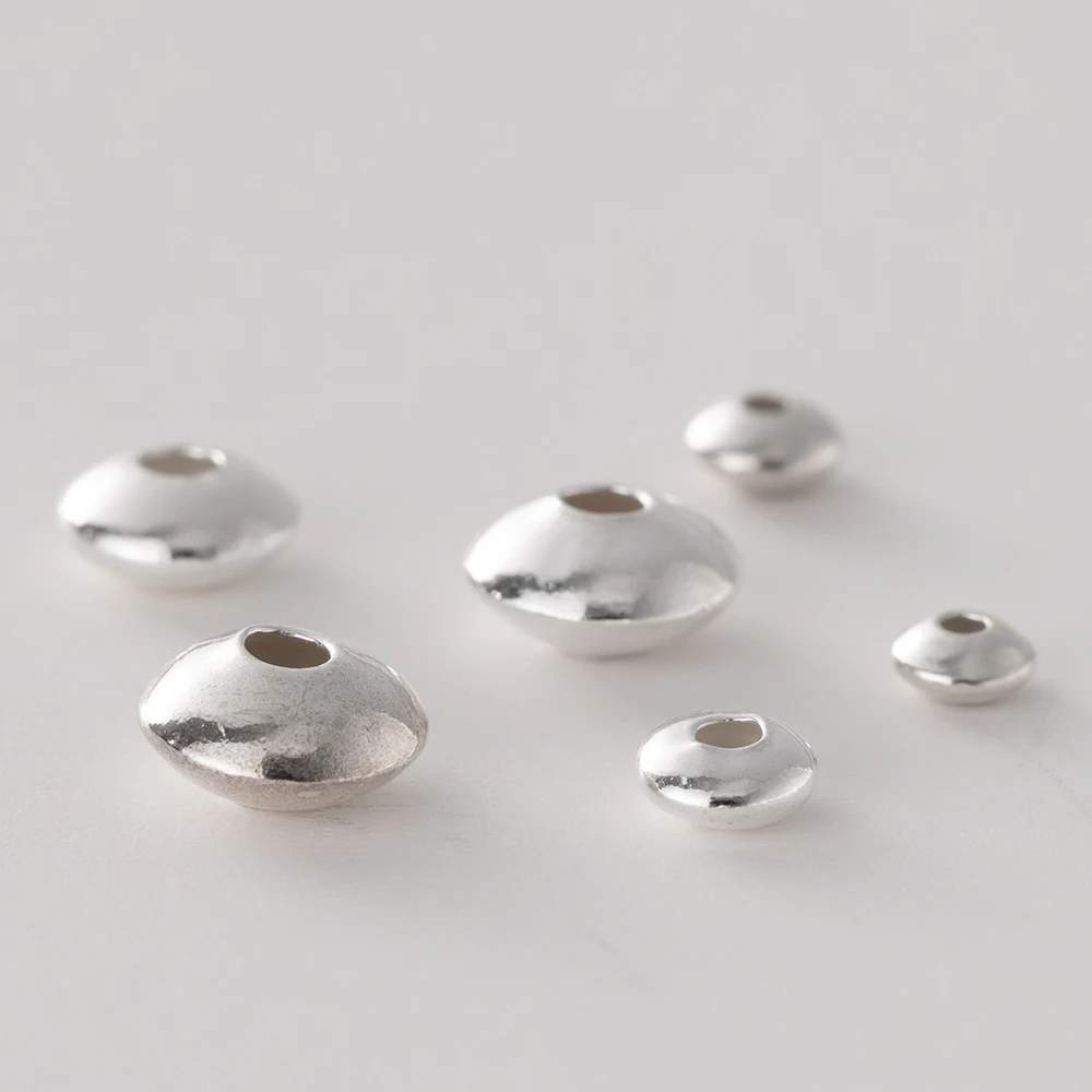 10 Stück 3/4/5/6/7/8 mm echte 925 Sterling Silber Disc Spacer lose Perlen für DIY Schmuck Ohrringe Armbänder Halskette Handwerk machen – Detail 3