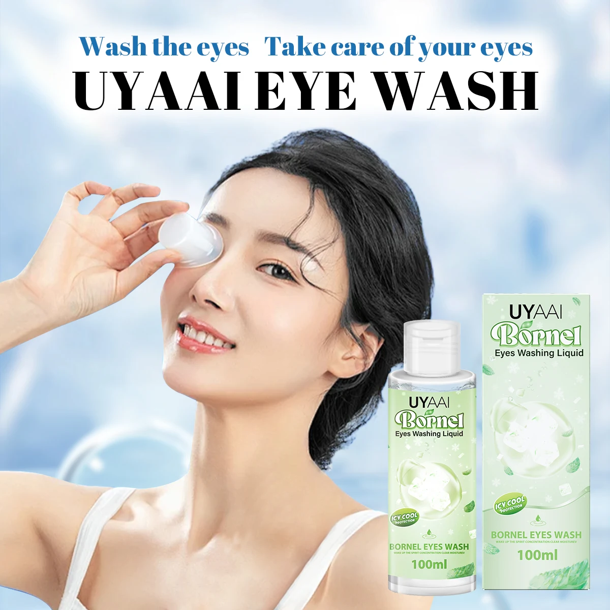 Contact Lens Cooling Solution Contact Lenses Solution Borneol Eyes Wash Liquid With Eyes Washing 100ml Accessories Contact Lens Water Pupil Cleaning Care for Lenses
