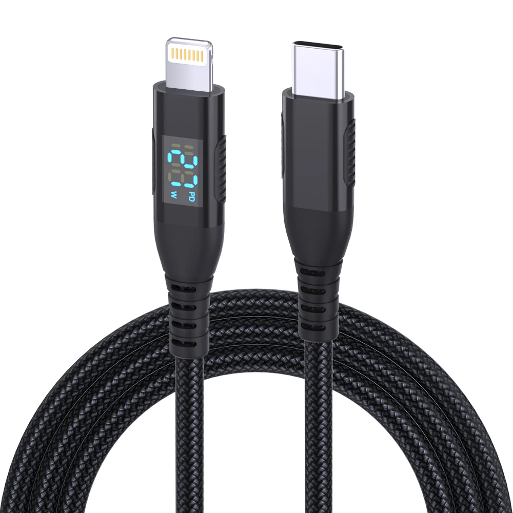 10-Foot USB C to Lightning Cable with LED Display, MFi Certified