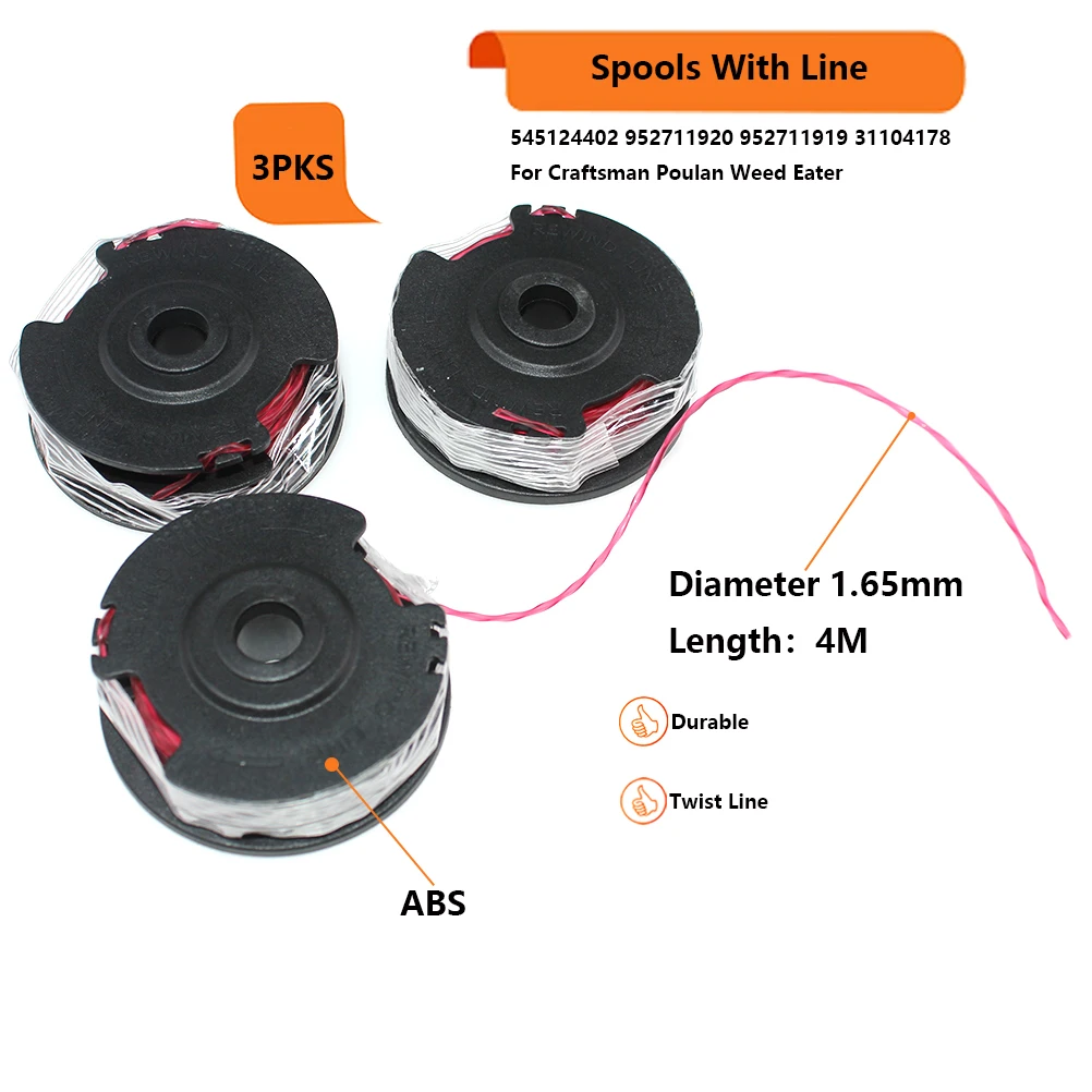 Spool and Line For Craftsman 358745460 Poulan EL 13 TNE EL 15 TNE Mini-trim Auto TNE - 600  WE EL-13TNE Weed Eater Mini Auto ignition coil for husqvarna mcculloch partner weed eater craftsman flymo jonsered poulan 530039124