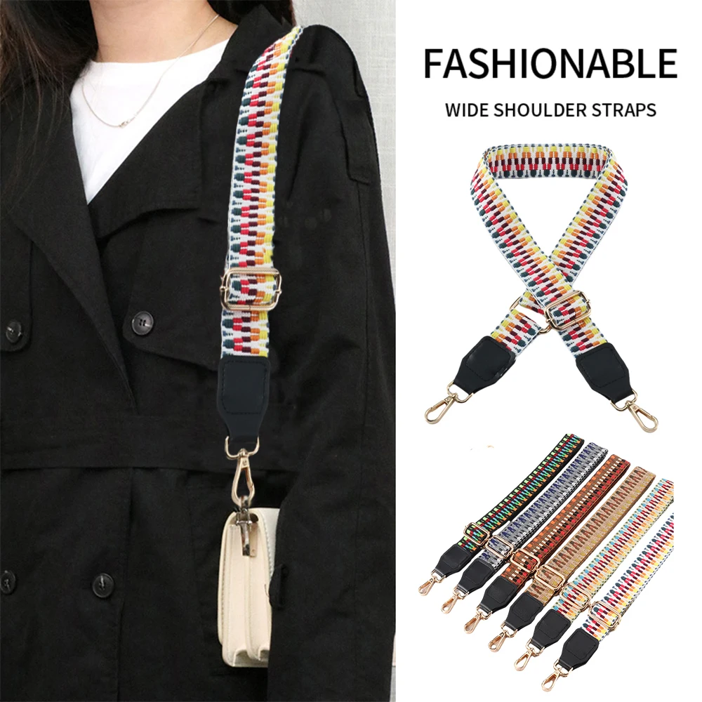 

Bag Band Colorful Wrapping Tape Stripe Pattern Series Bag for Handbag Adjustable Ethnic Style New Expansion Band Crossbody Strap