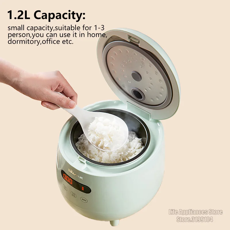 Bear Mini Rice Cooker 1.2L For Home Kitchen Dormitory Office Non-stick Coating Liner 10H Pre-Timing Rice Cooker DFB-B12L5